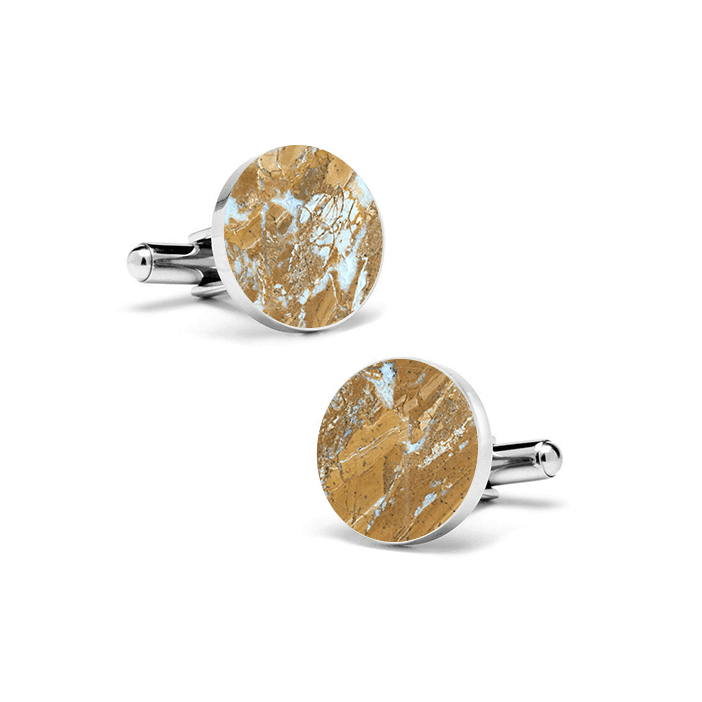 Galaxy Gold (Round) Marble Cuff Links - MIKOL