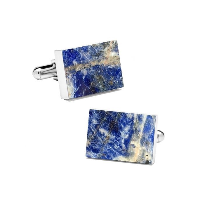 Laguna Blue (Rectangular) Marble Cuff Links - MIKOL