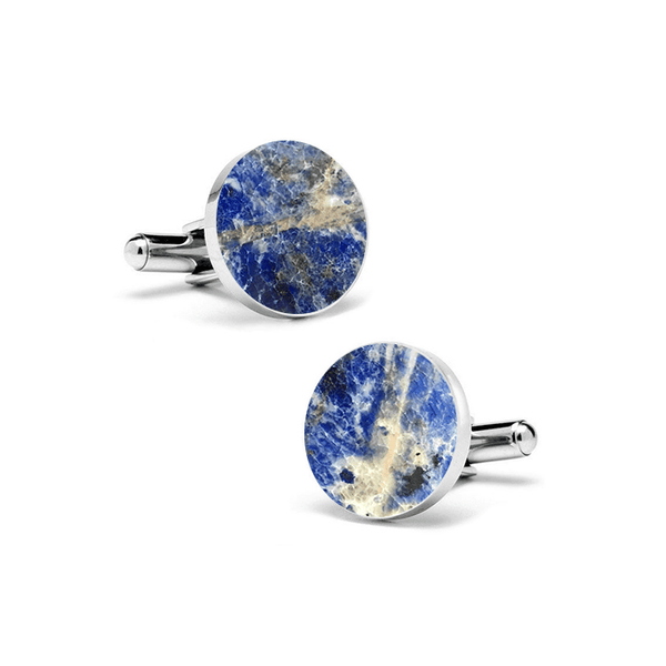 Laguna Blue (Round) Marble Cuff Links - MIKOL