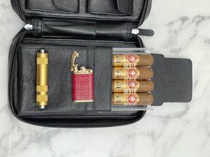 Marquina Leather Cigar Case with pockets