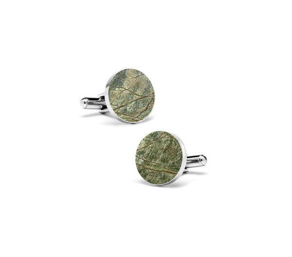 Rainforest Green (Round) Marble Cuff Links - MIKOL